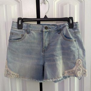 Kids Cherokee Light Wash Lace Jean Shorts Size XL